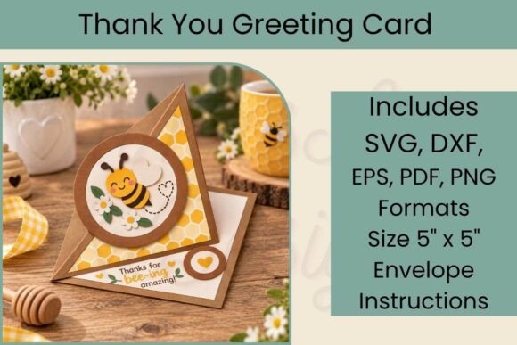 Bee Thank You Card SVG
