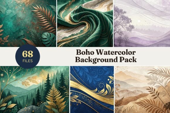 Boho Watercolor Background Pack