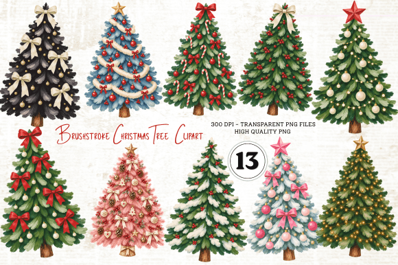 Brushstroke Christmas Tree Clipart