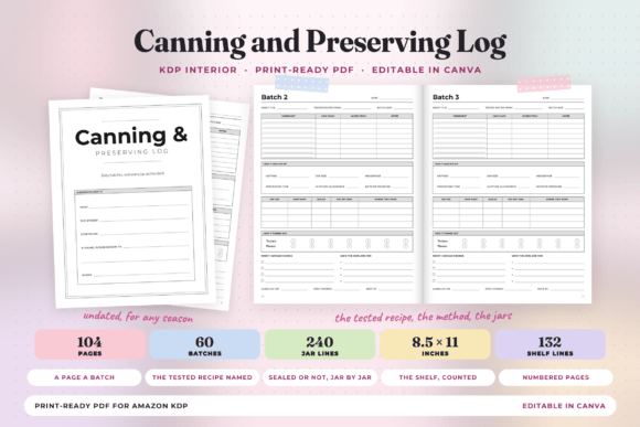 Canning & Preserving Log, 60 Batches