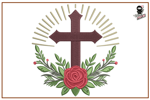 Christian Cross with Rose