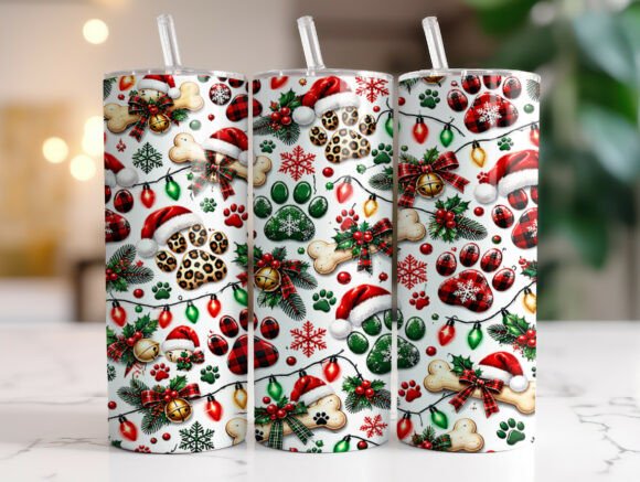 Christmas Dog Paw Print 20oz Tumbler PNG