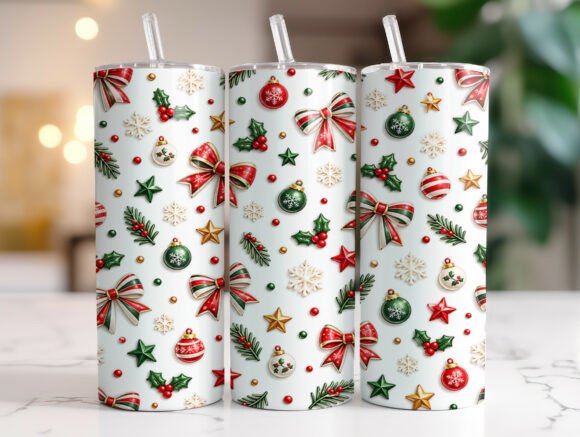 Christmas Ornaments Bow 20oz Tumbler PNG