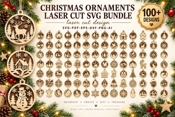 Christmas Ornaments Laser Cut SVG Bundle (Design 1) laser cut file