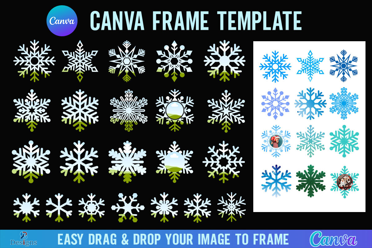 Christmas Snowflake Canva Frame Template