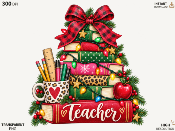 Christmas Teacher PNG, Festive Teacher B