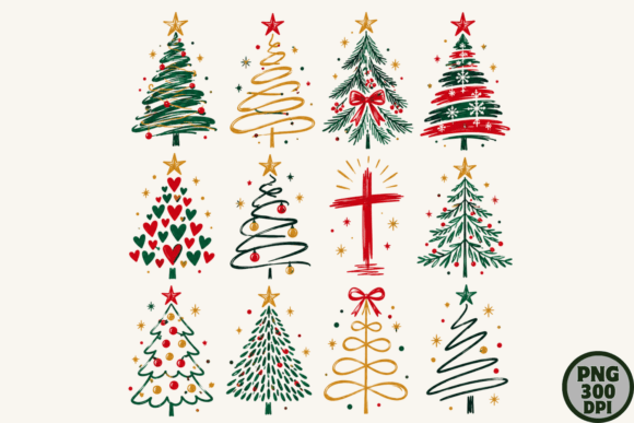 Christmas Tree Bundle Holiday PNG Design