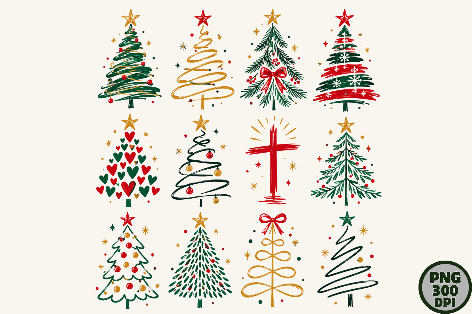 Christmas Tree Bundle Holiday PNG Design