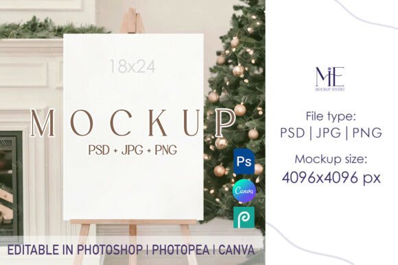 Christmas Welcome Sign Mockup Holiday