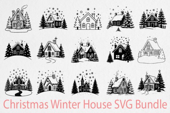 Christmas Winter House SVG Bundle