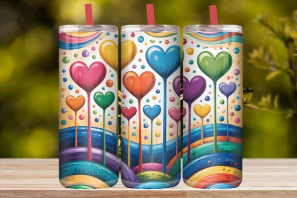 Colorful Ocean Floral Heart Tumbler Wrap