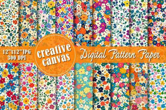 Colorful Retro Floral Seamless Patterns