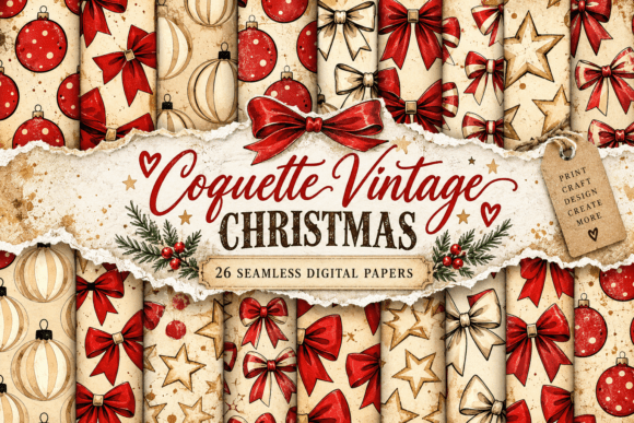 Coquette Vintage Christmas Pattern
