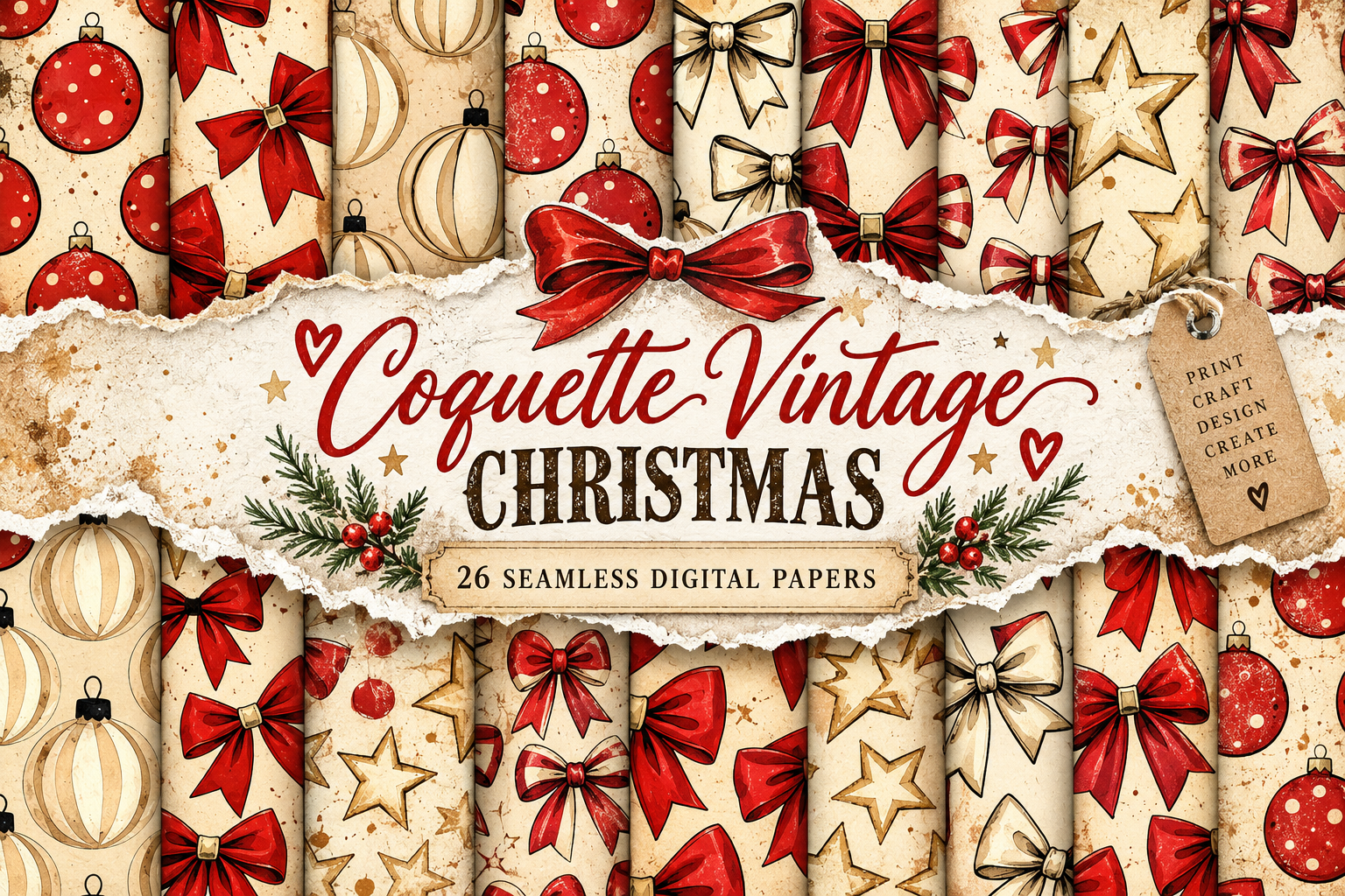 Coquette Vintage Christmas Pattern