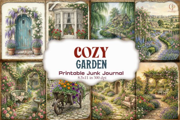 Cozy Garden Junk Journal Pages | Vintage