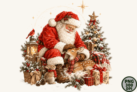 Cozy Santa Christmas Holiday PNG Artwork