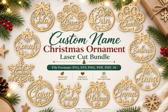 Custom Name Christmas Ornament Laser Cut laser cut file