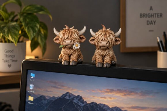 Cute Highland Cow 3D STL Bundle - 2 Fluffy Calf Models for Resin & FDM Printing - Image 3