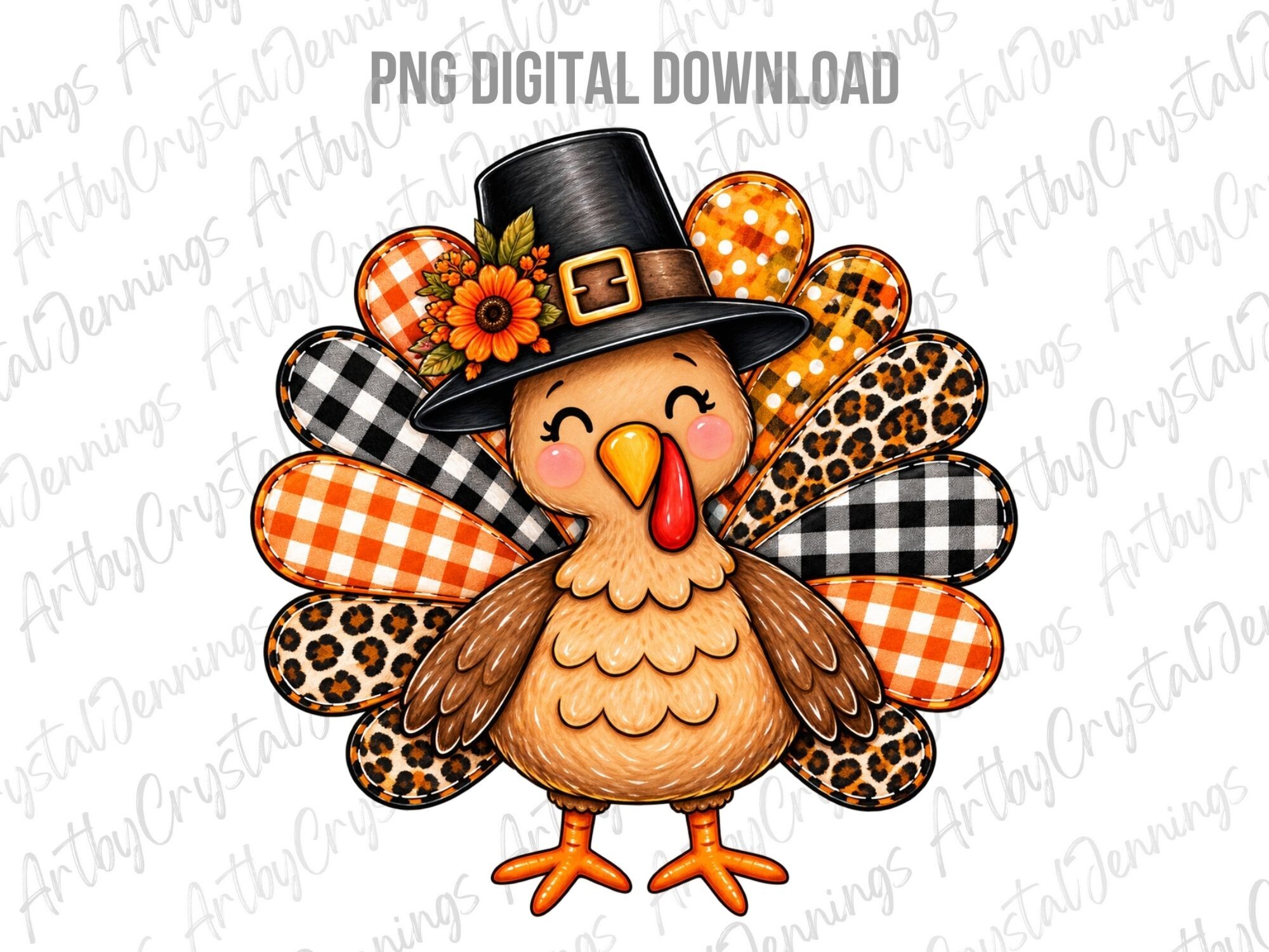 Cute Turkey Pilgrim Hat Fall PNG