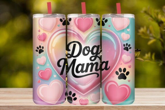 Dog Mom Colorful Hearts Tumbler Wrap