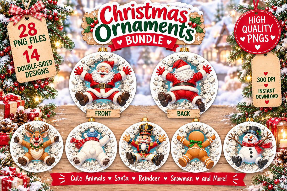 Double Sided Christmas Ornament Bundle