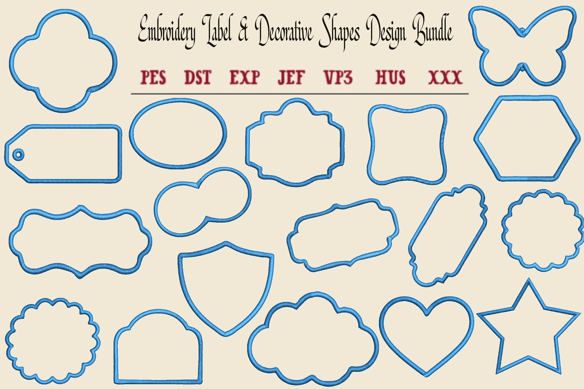 Embroidery Label & Decorative Shapes Des