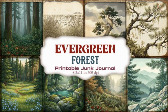 Evergreen Forest Junk Journal Pages