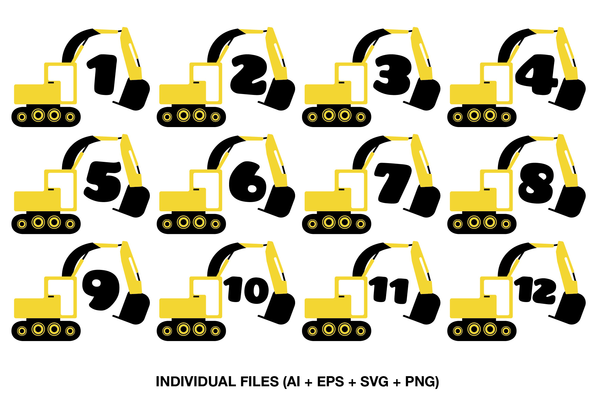 Excavator Birthday Number Clipart