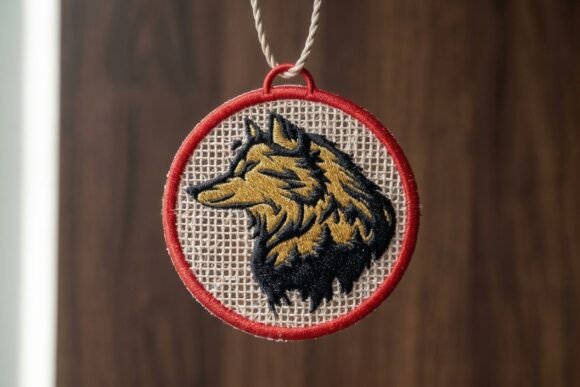 FSL Wolf Head Keychain Embroidery Design