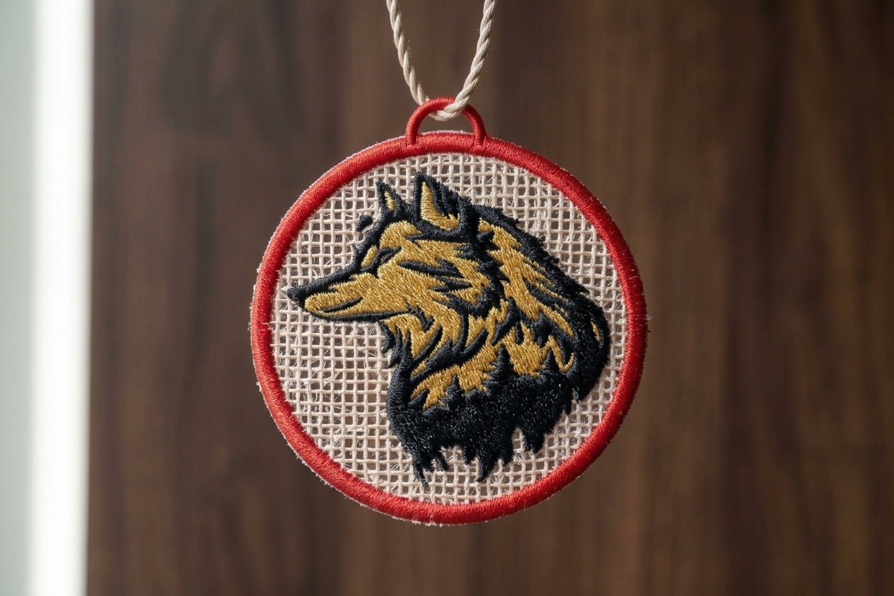 FSL Wolf Head Keychain Embroidery Design