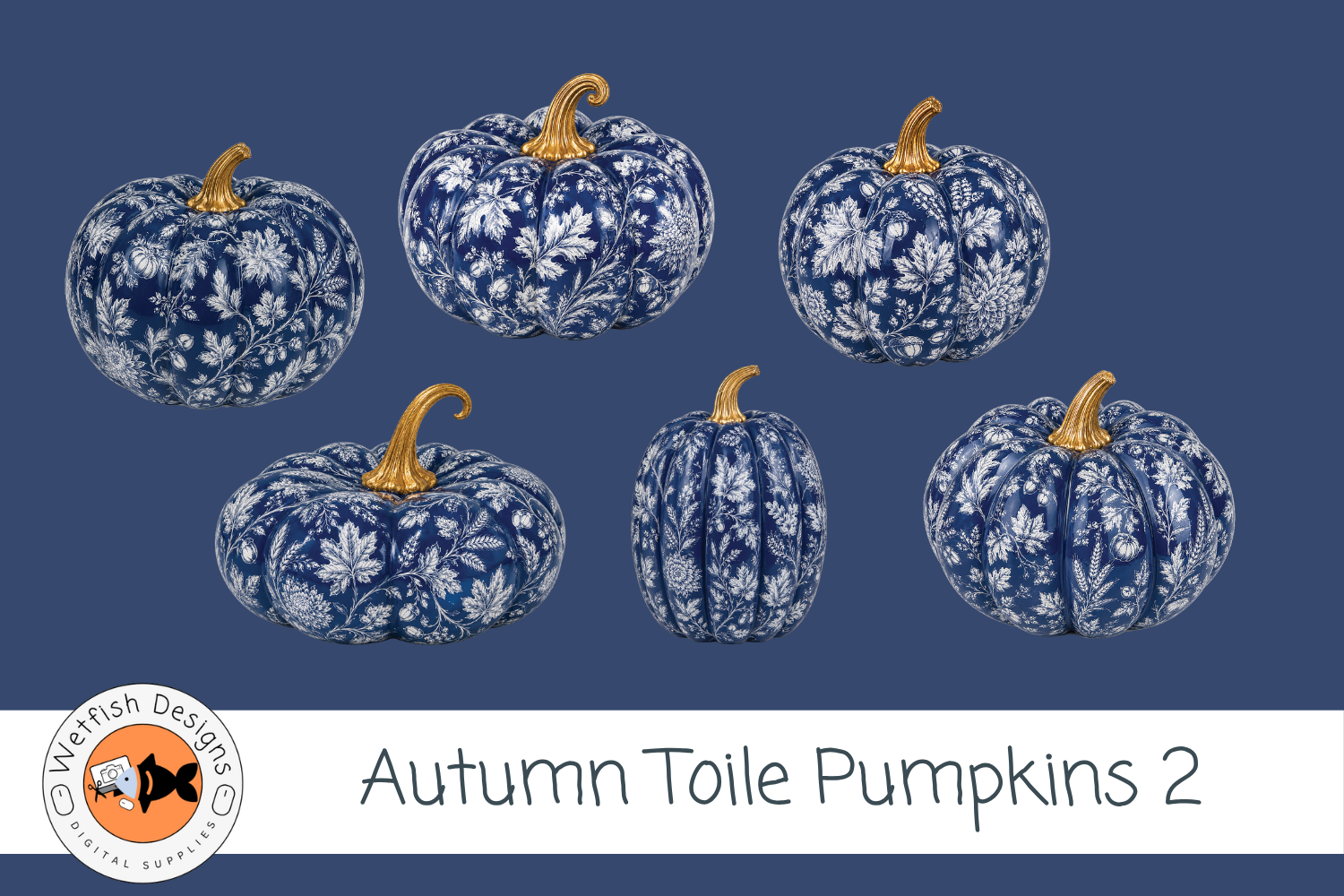 Fall Autumn PNG Toile Pumpkins 2