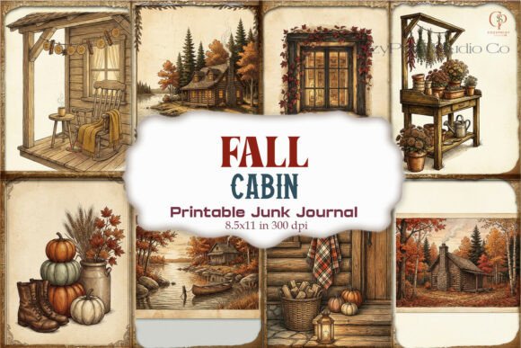 Fall Cabin Junk Journal Paper | Rustic