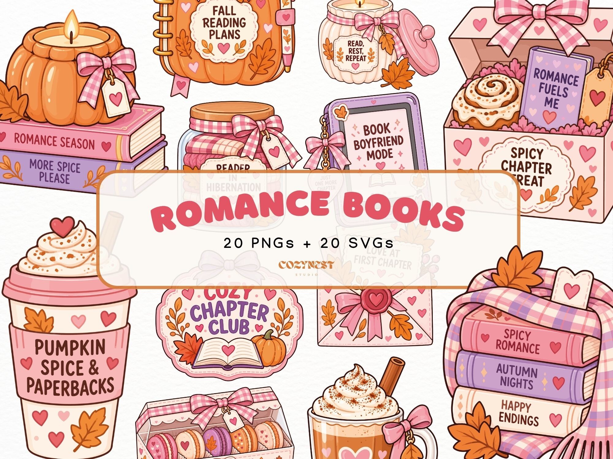 Fall Romance Book Clipart Book Lover PNG