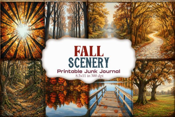 Fall Scenery Junk Journal Pages | Autumn