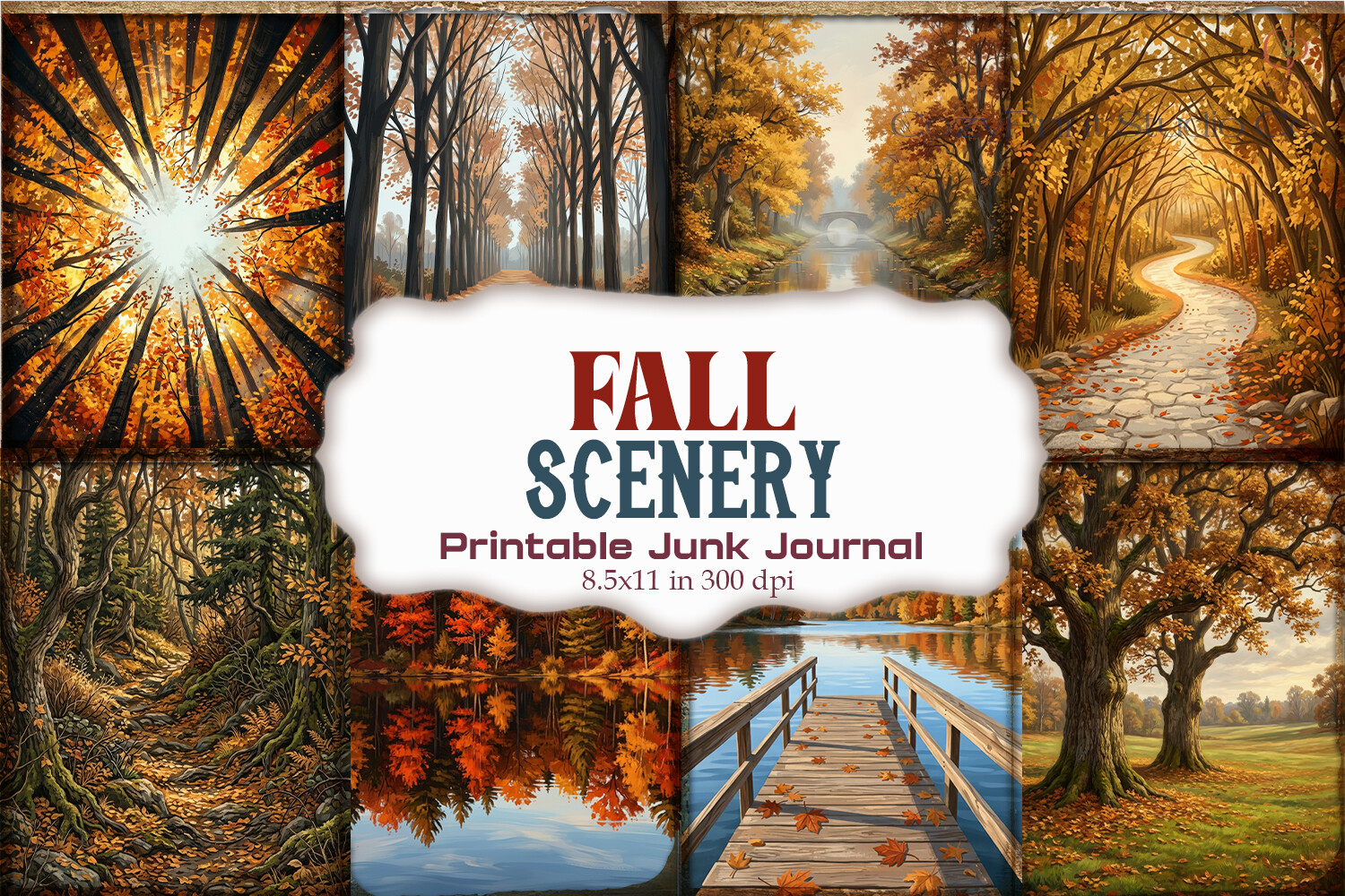 Fall Scenery Junk Journal Pages | Autumn