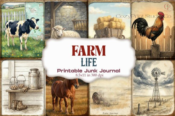 Farm Life Junk Journal Pages | Vintage