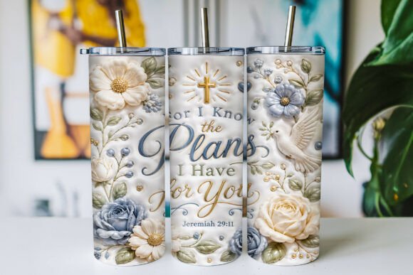 Floral Christian Scripture Tumbler Wrap