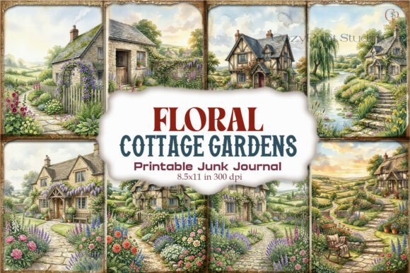 Floral Cottage Gardens Junk Journal Page