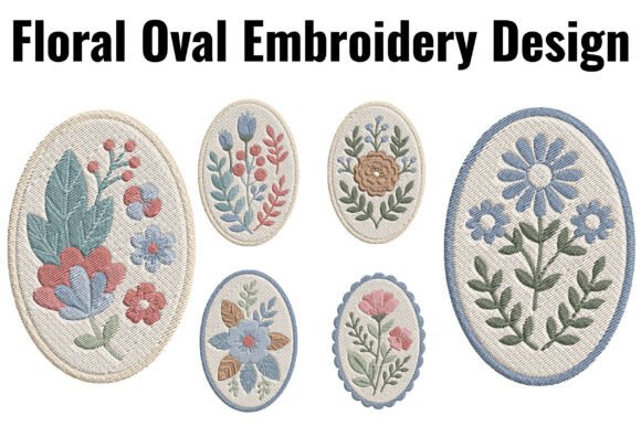 Floral Oval Embroidery Design
