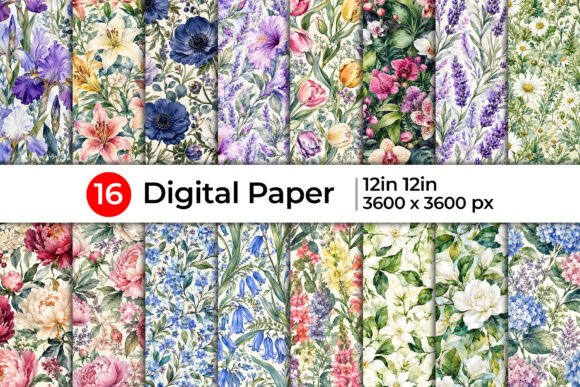 Floral Watercolor Pattern Bundle