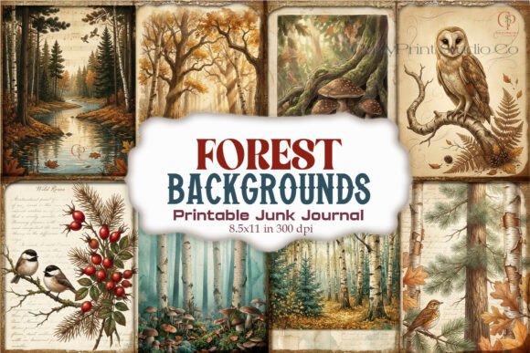 Forest Backgrounds Junk Journal Paper
