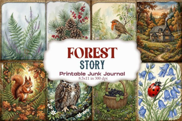 Forest Story Junk Journal Pages
