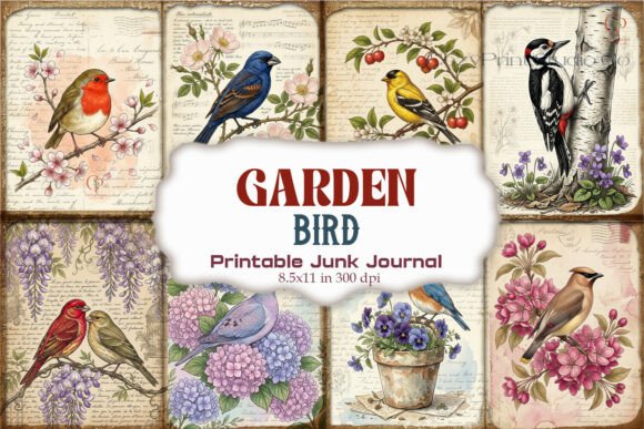 Garden Bird Junk Journal Pages