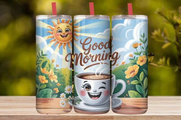Good Morning Floral Coffee Tumbler Wrap