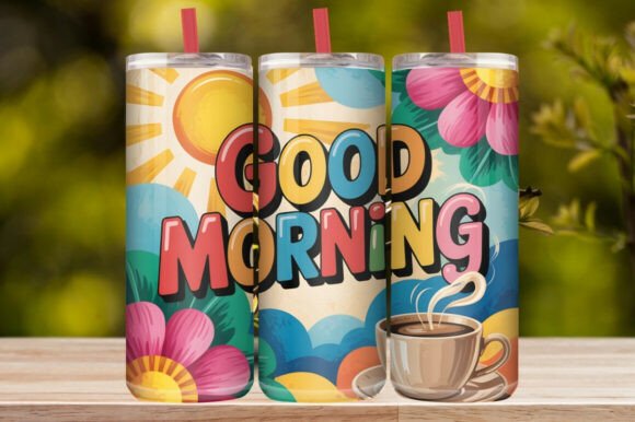 Good Morning Floral Coffee Tumbler Wrap