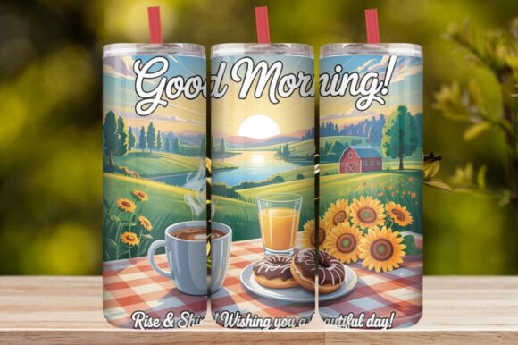 Good Morning Floral Coffee Tumbler Wrap