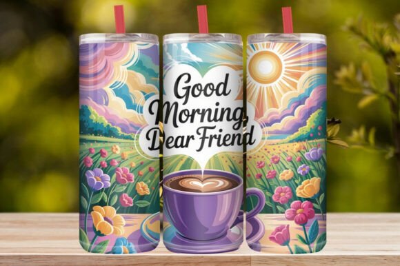 Good Morning Floral Coffee Tumbler Wrap