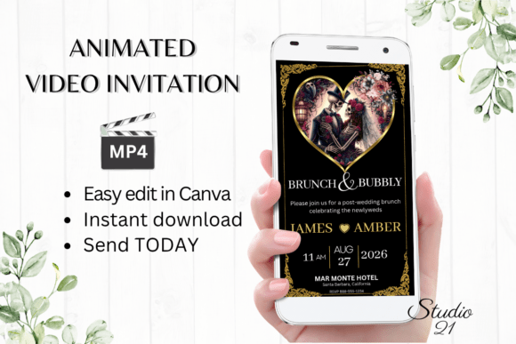 Gothic Romantic Wedding Brunch Invite Graphics
