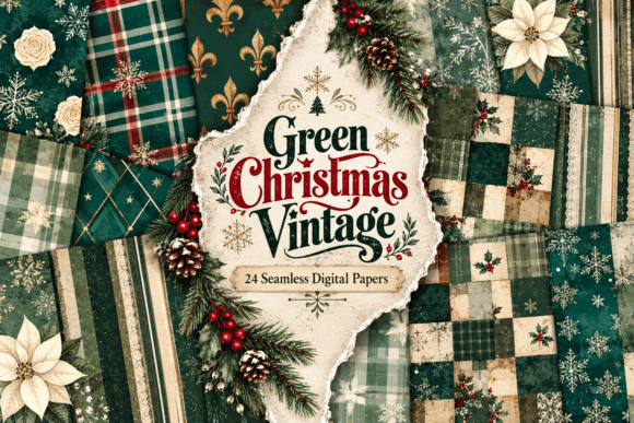 Green Christmas Vintage Pattern
