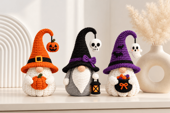 Halloween Witch Gnome STL Bundle – 3 Knitted-Style 3D Print Files - Image 3